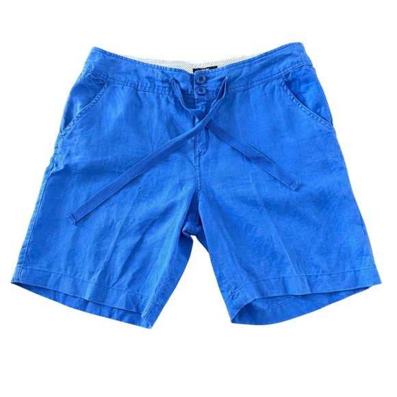 Jones & Co Pants - Jones & Co Linen Drawstring Bermuda Shorts 8 Blue Pockets Summer Coastal Grandma
